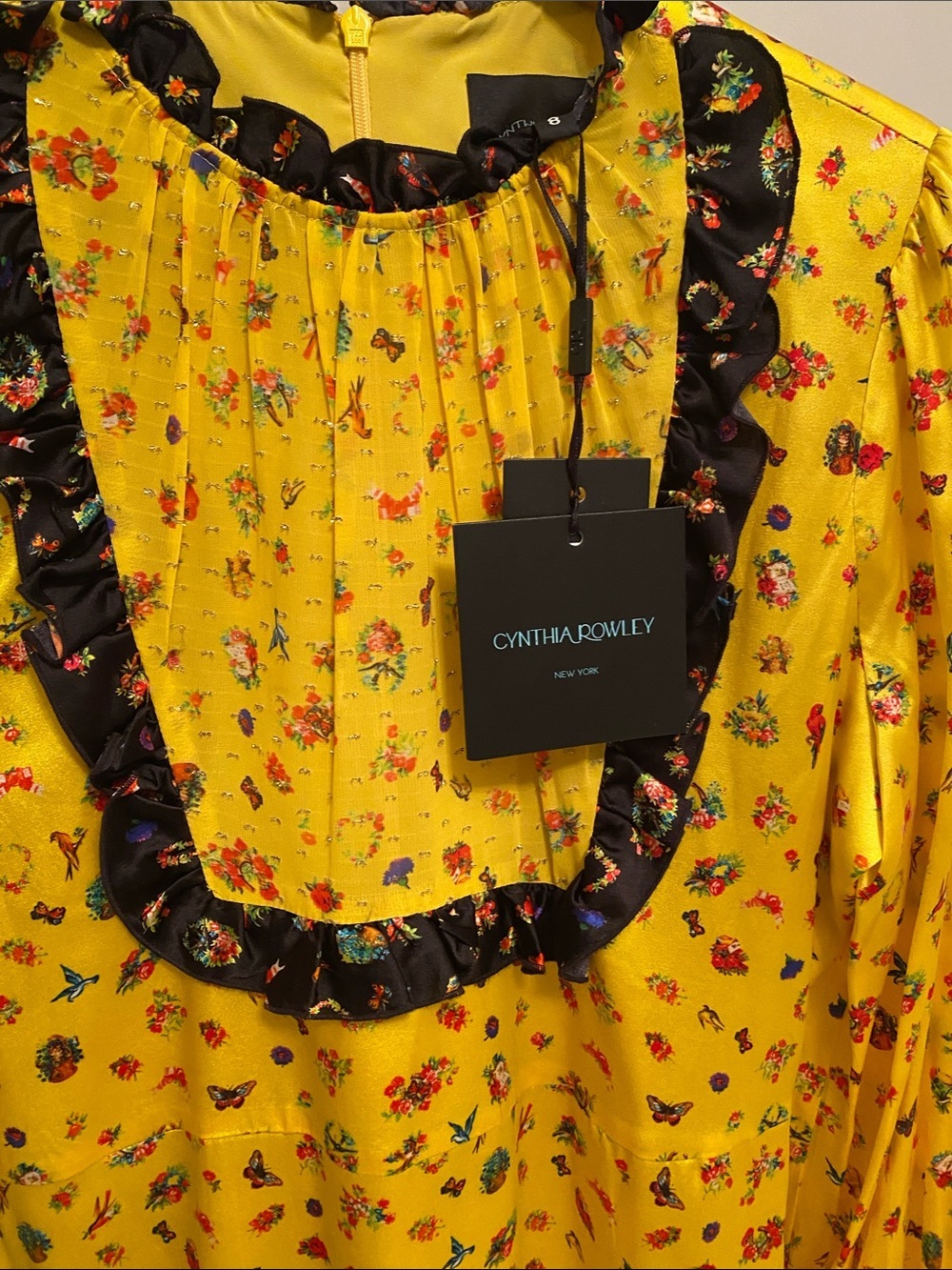 Cynthia Rowley  Aiko Ruffle Trim Long-Sleeve Mini Prairie Dress size 8 - Picture 5 of 6